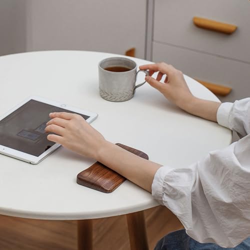 Handballenauflage Maus aus Premium Holz, Rutschfeste und Ergonomische Handgelenkauflage aus Schwarzem Walnussholz, für Büro und Gaming geeignet