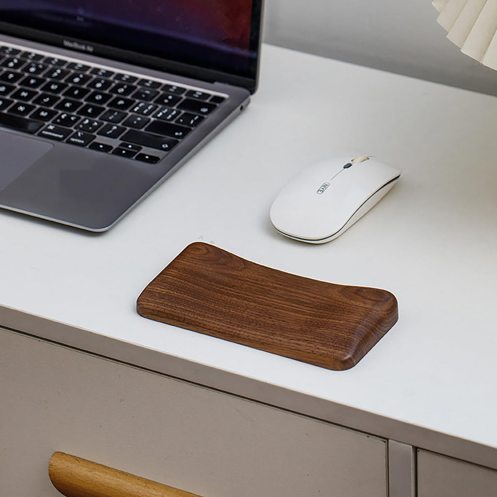 Handballenauflage Maus aus Premium Holz, Rutschfeste und Ergonomische Handgelenkauflage aus Schwarzem Walnussholz, für Büro und Gaming geeignet