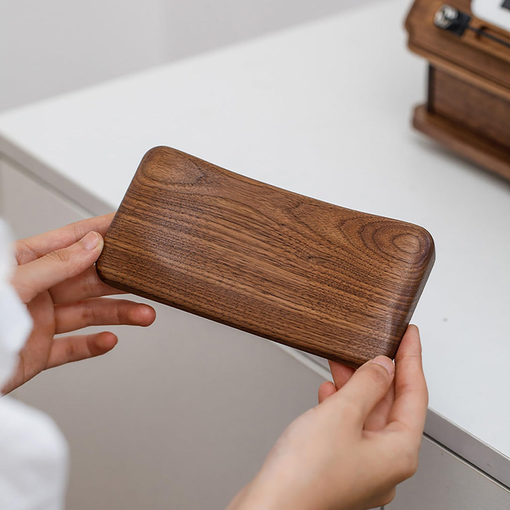 Handballenauflage Maus aus Premium Holz, Rutschfeste und Ergonomische Handgelenkauflage aus Schwarzem Walnussholz, für Büro und Gaming geeignet