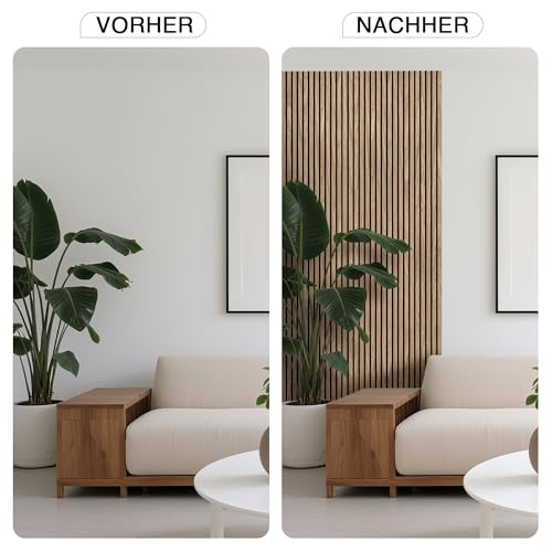 Akustikpaneele Holz 120x60cm-4er Set(2,88m²) 3D Wandpaneele mit Holzfurnier & Filz, Akustik Holzpaneele Wand Für Studio, Wohnzimmer & Büro|Dekorative Wandverkleidung Innen Walnuss#4