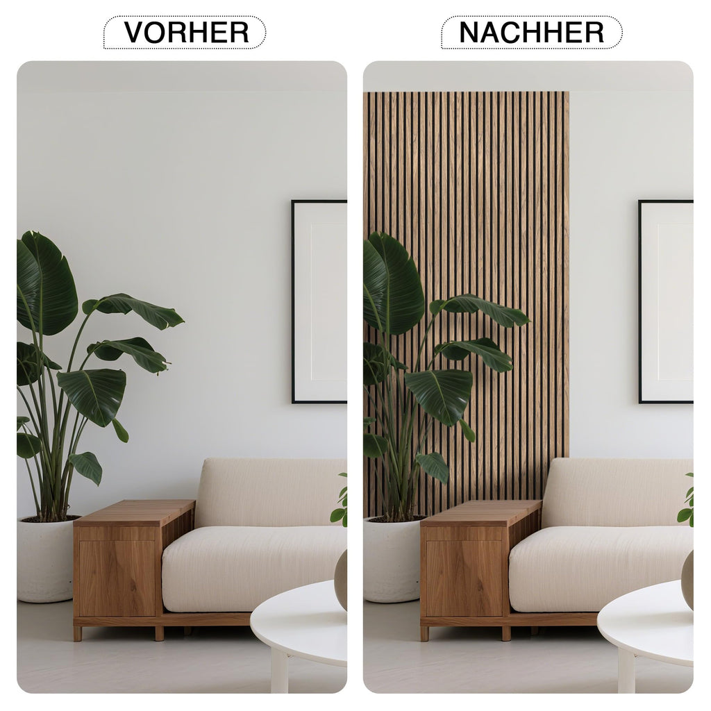 Akustikpaneele Holz 120x60cm-4er Set(2,88m²) 3D Wandpaneele mit Holzfurnier & Filz, Akustik Holzpaneele Wand Für Studio, Wohnzimmer & Büro|Dekorative Wandverkleidung Innen Walnuss#4