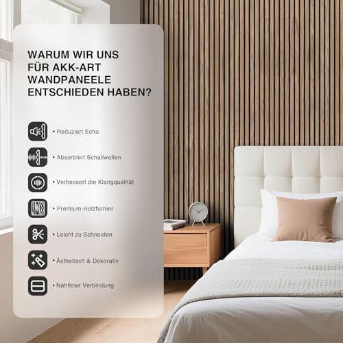 Akustikpaneele Holz 120x60cm-4er Set(2,88m²) 3D Wandpaneele mit Holzfurnier & Filz, Akustik Holzpaneele Wand Für Studio, Wohnzimmer & Büro|Dekorative Wandverkleidung Innen Walnuss#4