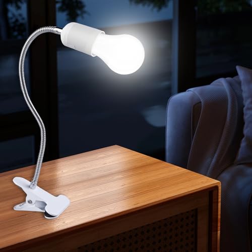 2 Stück Klemmleuchte,LED Lampenfassung E27, Klemmlampe 360° Einstellbar,Klemmlampe mit Flexiblem Schwanenhals und Schalter,LED Leselampe Bett für Lesen Innen Beleuchtung,Klemmleuchte, Weiß