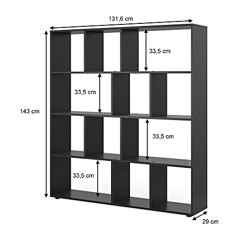 Vicco Raumteiler Pilar, Schwarz, 131.6 x 143 cm