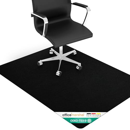 OfficeMarshal Bodenschutzmatte 100x120cm Bürostuhl Teppich Unterlage schwarz für Hartböden - Schützt Fliesen Parkett + Laminat vor Bürostuhl, Fitnessgeräten und herunterfallenden Gegenständen (Viking)