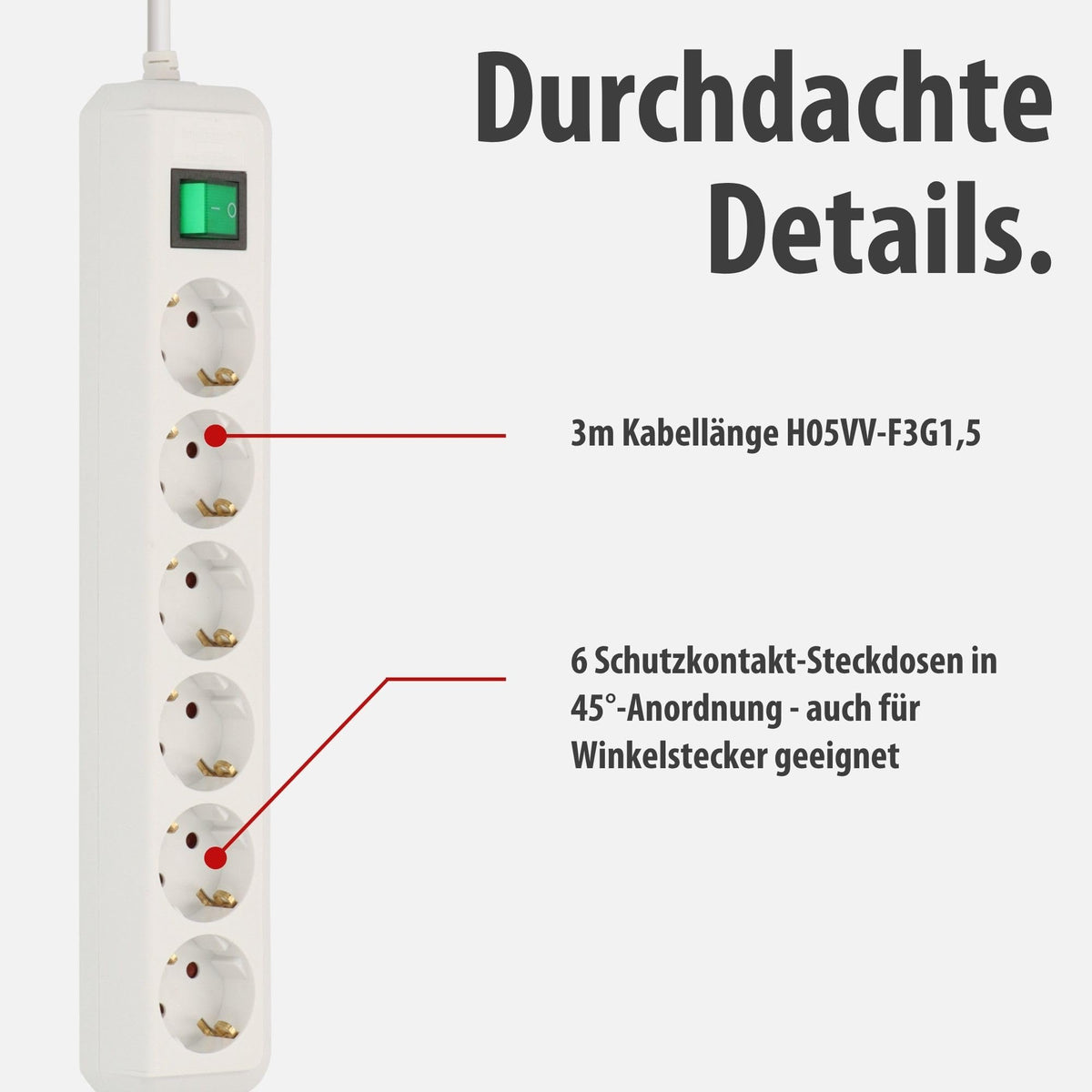 Brennenstuhl Eco-Line, Steckdosenleiste 6-Fach