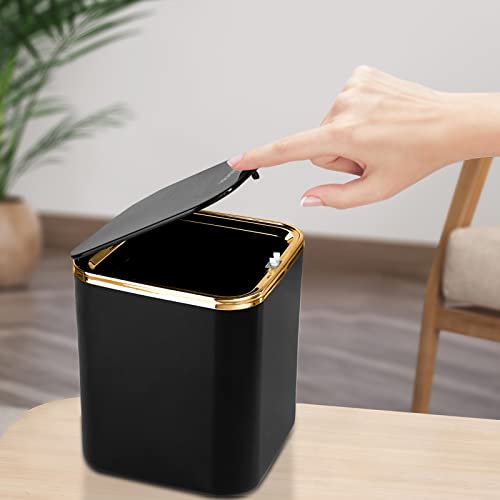 Klein Tisch Mülleimer mit Deckel 2.8L, Tischmülleimer (Schwarz)