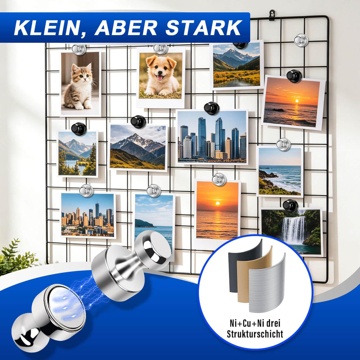 Neodym Magnete - 20 Stück Stark, Extra Stark für Kühlschrank, Whiteboard, Büro- & Küchendekoration