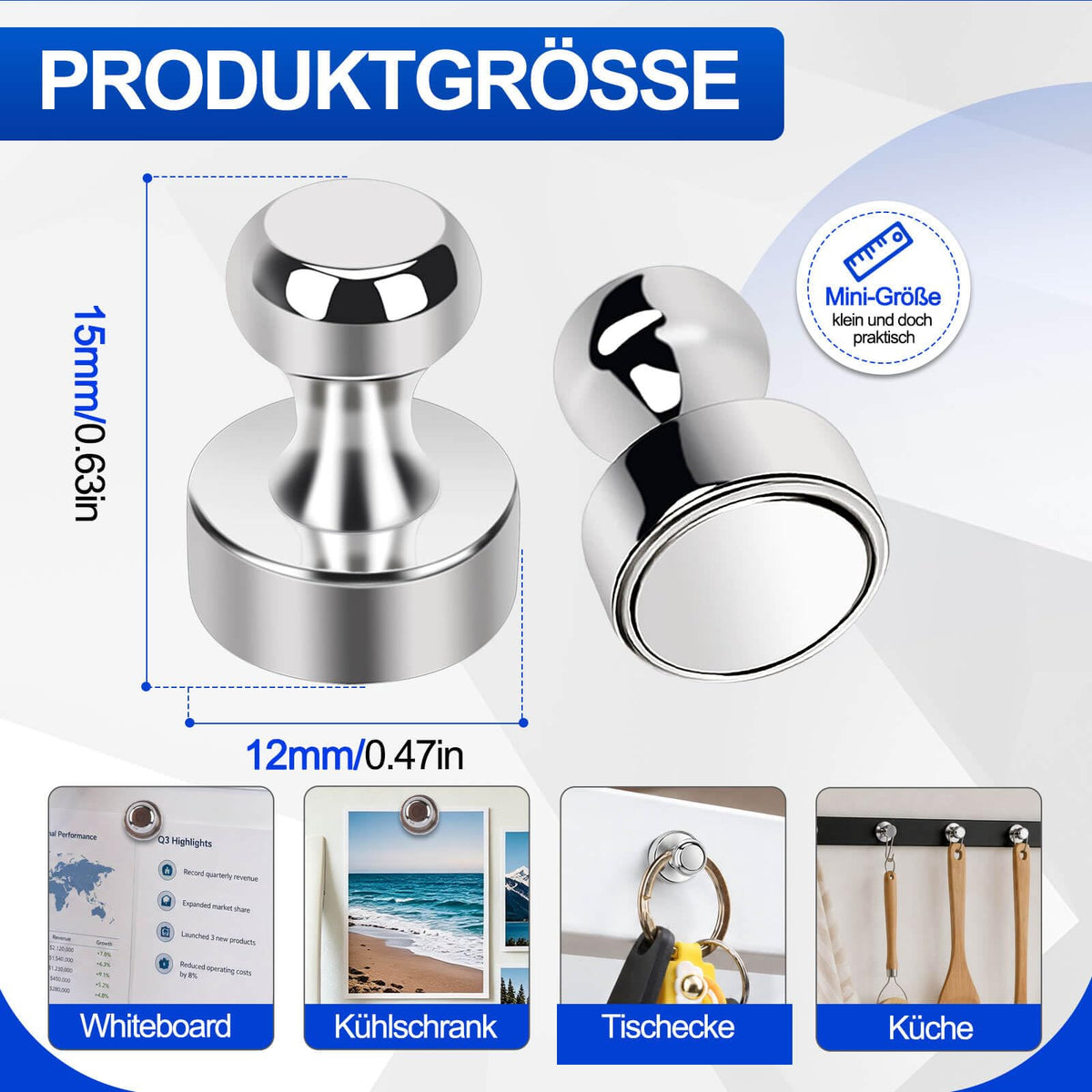 Neodym Magnete - 20 Stück Stark, Extra Stark für Kühlschrank, Whiteboard, Büro- & Küchendekoration