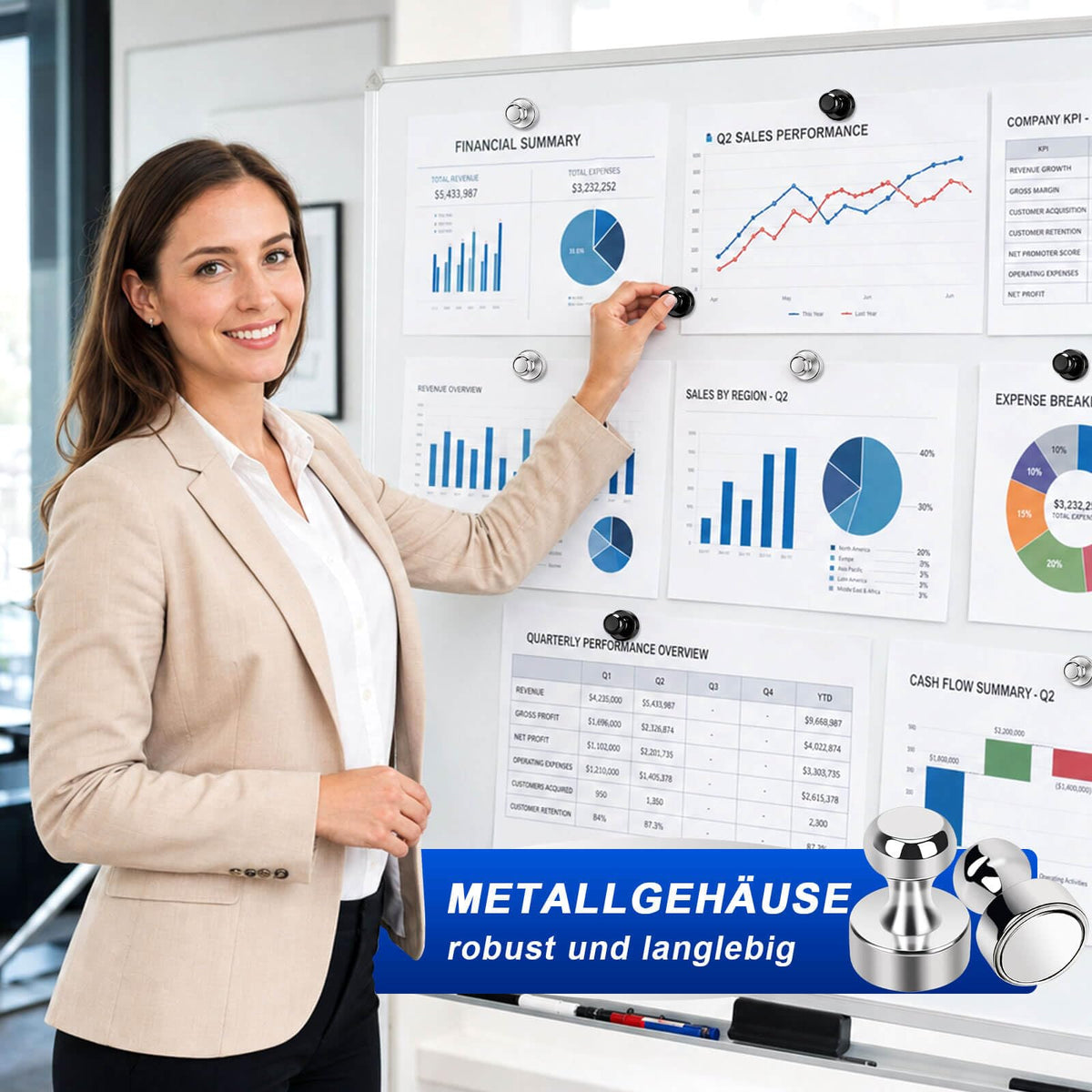 Neodym Magnete - 20 Stück Stark, Extra Stark für Kühlschrank, Whiteboard, Büro- & Küchendekoration