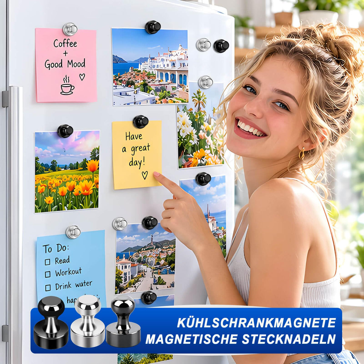 Neodym Magnete - 20 Stück Stark, Extra Stark für Kühlschrank, Whiteboard, Büro- & Küchendekoration