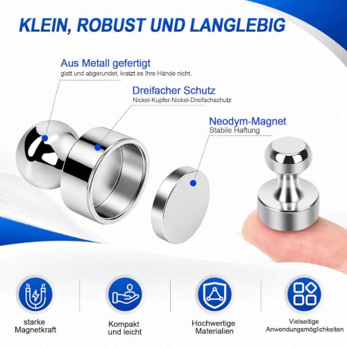 Neodym Magnete - 20 Stück Stark, Extra Stark für Kühlschrank, Whiteboard, Büro- & Küchendekoration
