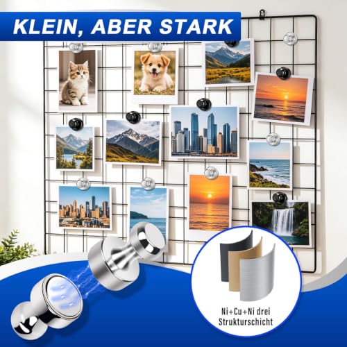 Neodym Magnete - 20 Stück Stark, Extra Stark für Kühlschrank, Whiteboard, Büro- & Küchendekoration