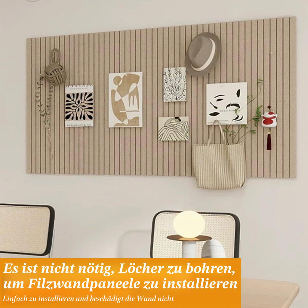 90 x 60cm Große Filz Pinnwand Selbstklebend,vertikaler Streifen dekorative Pinnwand aus Filz,Filzboard, faltbare Fototafel Memotafeln Memo Boards Bulletin Board für Büro Küche,Dunkel Kamel