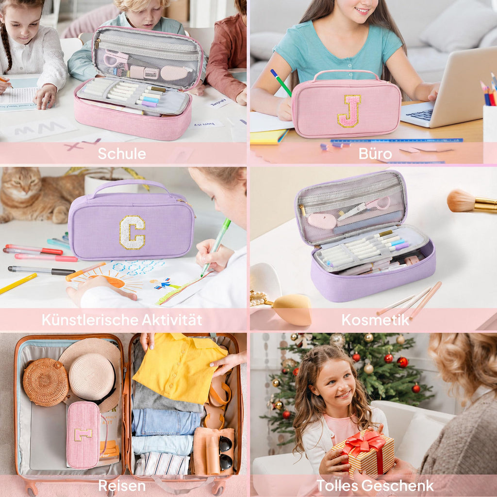YOOLIFE Mäppchen Mädchen Federmäppchen Federtasche Kinder Federmappe Rosa L