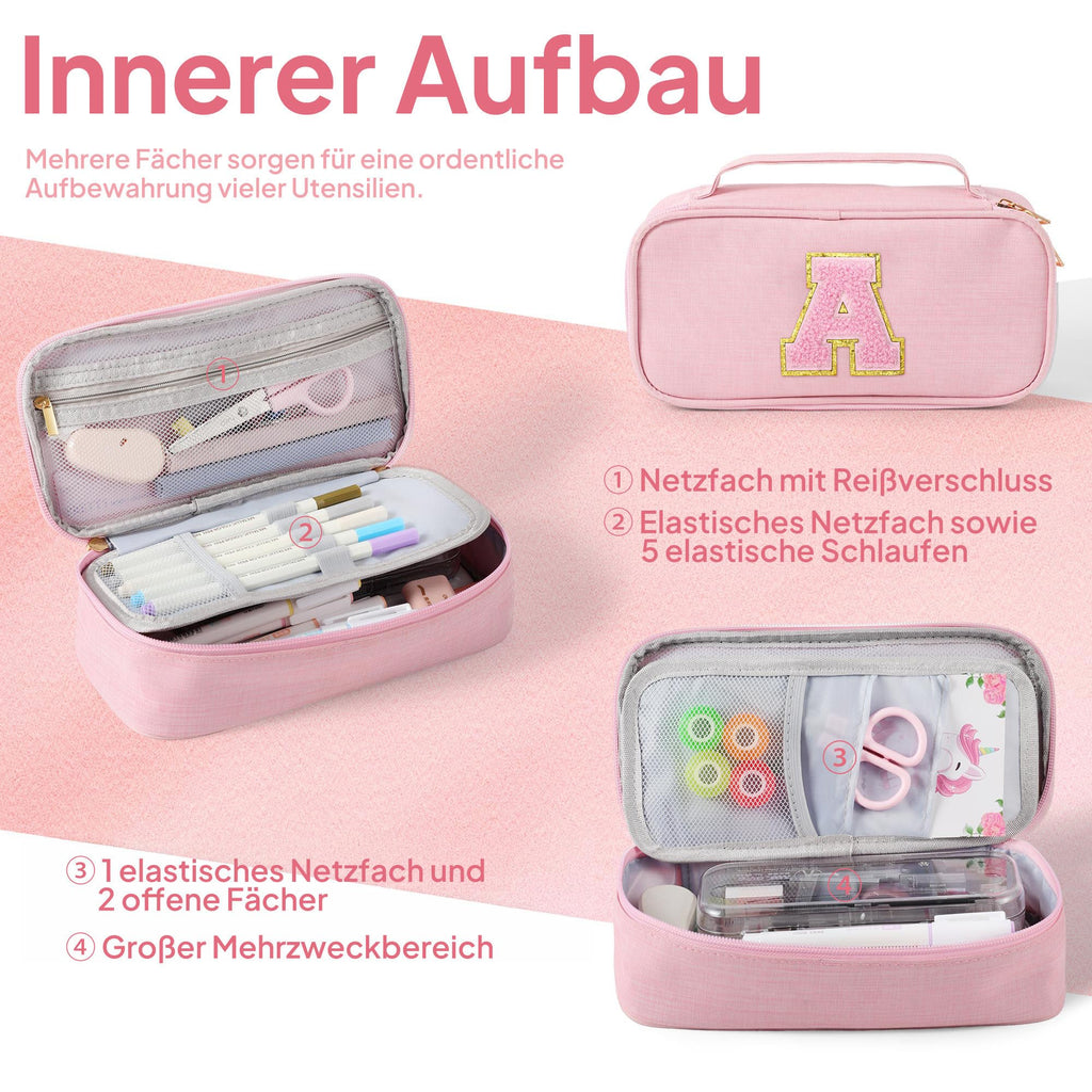 YOOLIFE Mäppchen Mädchen Federmäppchen Federtasche Kinder Federmappe Rosa L