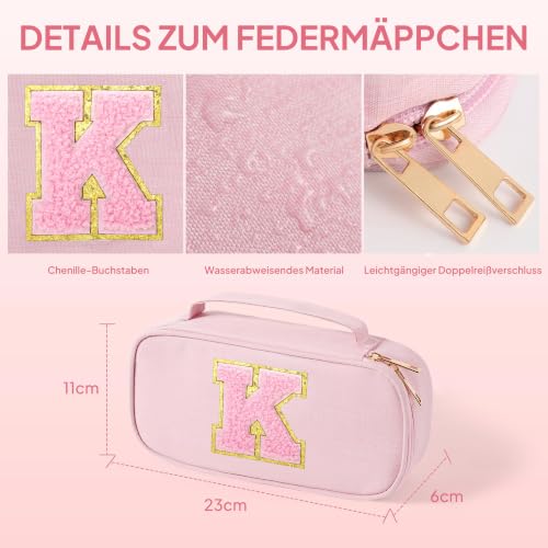 YOOLIFE Mäppchen Mädchen Federmäppchen Federtasche Kinder Federmappe Rosa L
