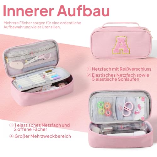 YOOLIFE Mäppchen Mädchen Federmäppchen Federtasche Kinder Federmappe Rosa L