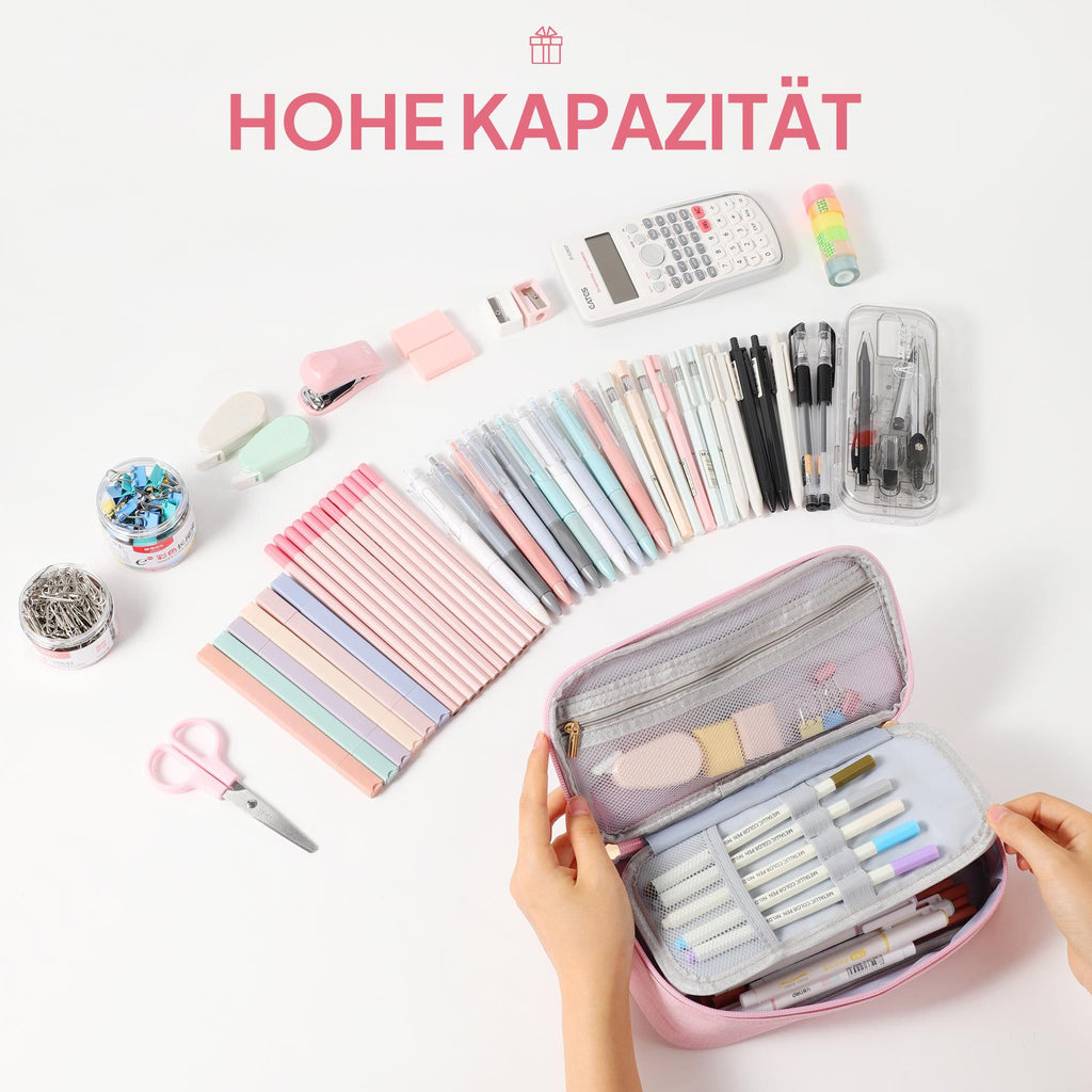 YOOLIFE Mäppchen Mädchen Federmäppchen Federtasche Kinder Federmappe Rosa L