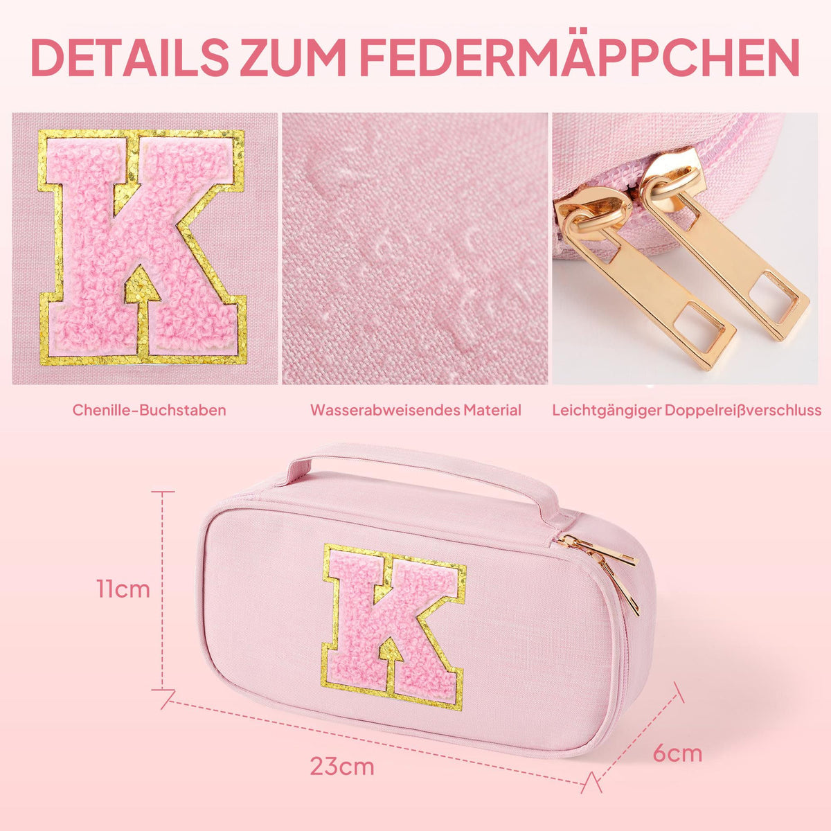 YOOLIFE Mäppchen Mädchen Federmäppchen Federtasche Kinder Federmappe Rosa L