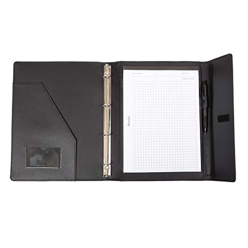 ALASSIO 30068 Ringbuchmappe A4 Salvo, Schreibmappe 33 x 27 x 3 cm, Schwarz