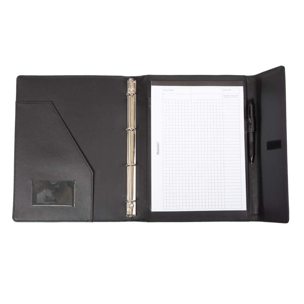 ALASSIO 30068 Ringbuchmappe A4 Salvo, Schreibmappe 33 x 27 x 3 cm, Schwarz