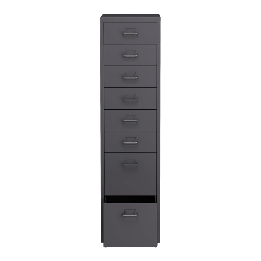 Helloshop26 Büroschrank, Rollschrank, mit 8 Schubladen, 109 x 28 x 41 cm, Dunkelgrau, 03_0009112