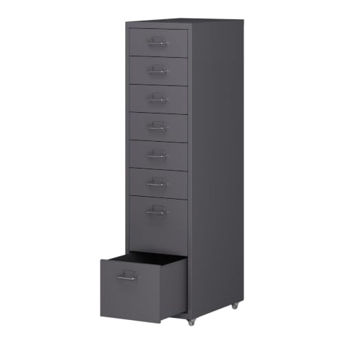 Helloshop26 Büroschrank, Rollschrank, mit 8 Schubladen, 109 x 28 x 41 cm, Dunkelgrau, 03_0009112