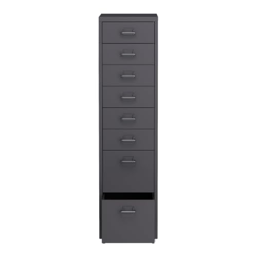 Helloshop26 Büroschrank, Rollschrank, mit 8 Schubladen, 109 x 28 x 41 cm, Dunkelgrau, 03_0009112