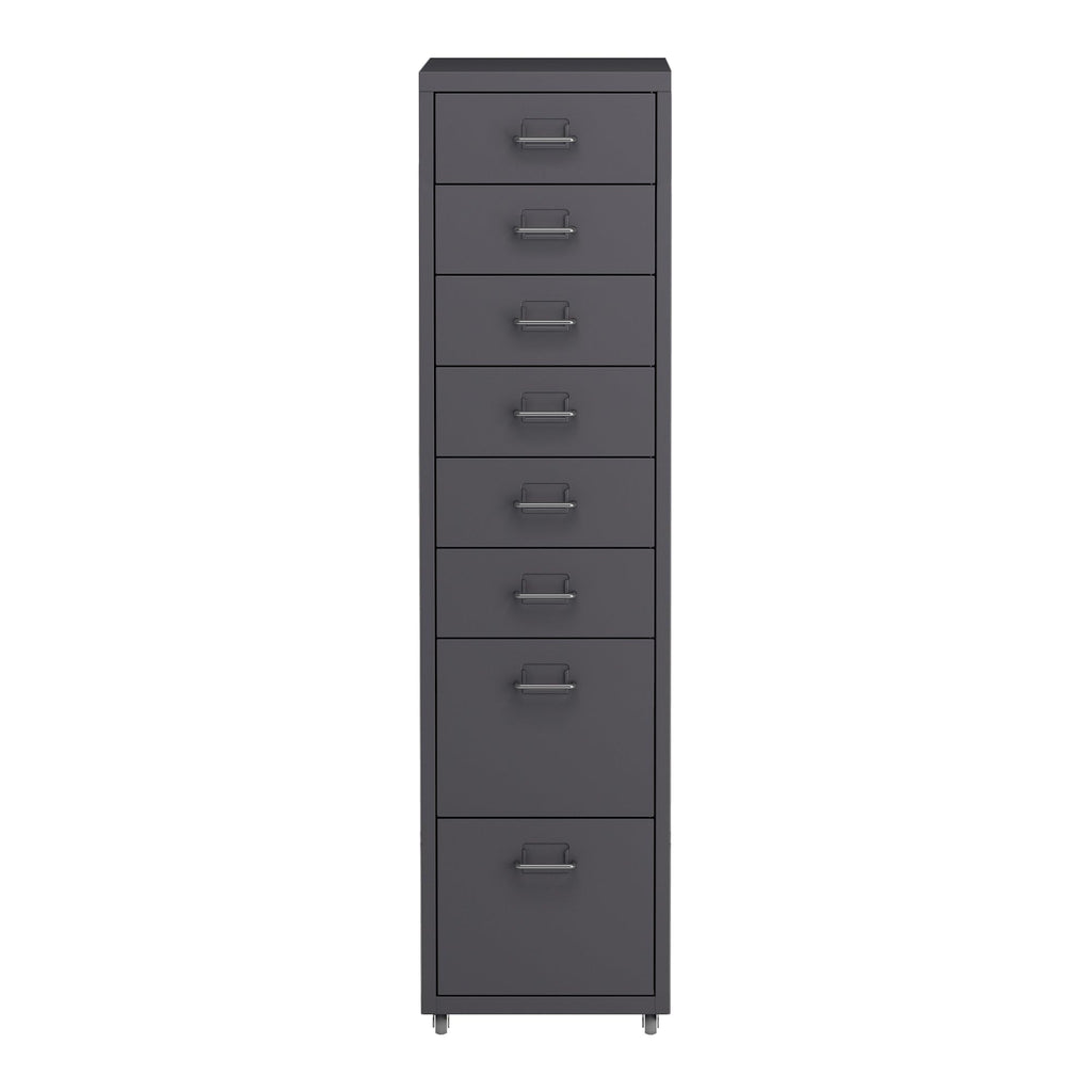 Helloshop26 Büroschrank, Rollschrank, mit 8 Schubladen, 109 x 28 x 41 cm, Dunkelgrau, 03_0009112