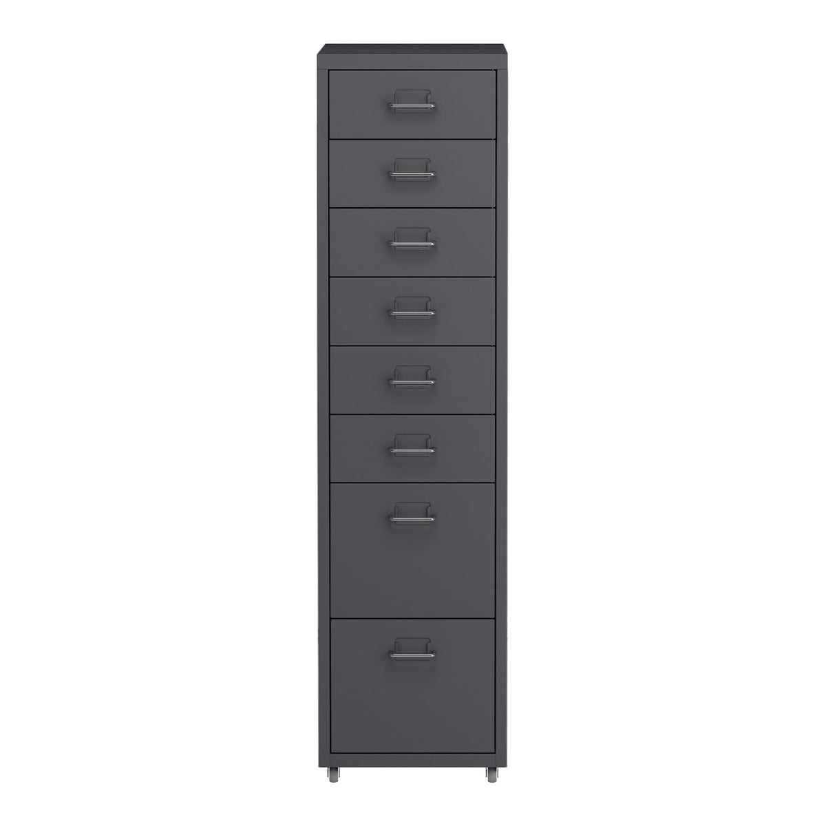 Helloshop26 Büroschrank, Rollschrank, mit 8 Schubladen, 109 x 28 x 41 cm, Dunkelgrau, 03_0009112