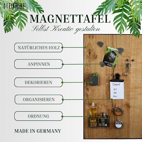 Magnettafel aus echtem Eichenholz (30 x 60 cm) – Starke Magnetkraft & edles Design – Magnetboard für Küche, Büro, Flur – einfache Montage – verschiedene Größen