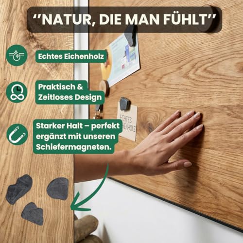 Magnettafel aus echtem Eichenholz (30 x 60 cm) – Starke Magnetkraft & edles Design – Magnetboard für Küche, Büro, Flur – einfache Montage – verschiedene Größen