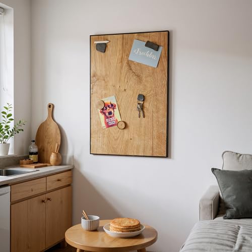 Magnettafel aus echtem Eichenholz (30 x 60 cm) – Starke Magnetkraft & edles Design – Magnetboard für Küche, Büro, Flur – einfache Montage – verschiedene Größen