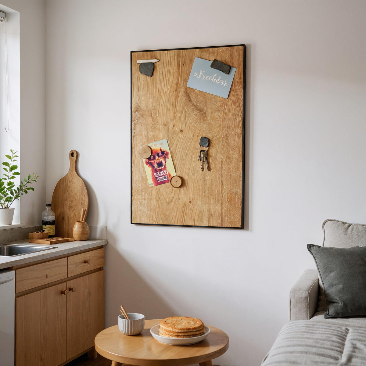 Magnettafel aus echtem Eichenholz (30 x 60 cm) – Starke Magnetkraft & edles Design – Magnetboard für Küche, Büro, Flur – einfache Montage – verschiedene Größen