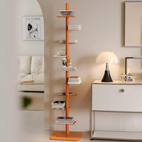Generisch Bücherregal mit 9 Ebenen und Metallrücken – Hohes, schmales, vertikales Leiter-Bücherregal für Zuhause, einfache und platzsparende Lösung zur Aufbewahrung von Büchern