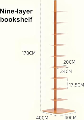 Generisch Bücherregal mit 9 Ebenen und Metallrücken – Hohes, schmales, vertikales Leiter-Bücherregal für Zuhause, einfache und platzsparende Lösung zur Aufbewahrung von Büchern