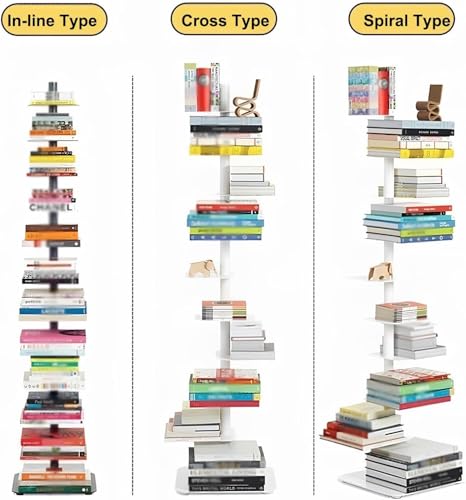 Generisch Bücherregal mit 9 Ebenen und Metallrücken – Hohes, schmales, vertikales Leiter-Bücherregal für Zuhause, einfache und platzsparende Lösung zur Aufbewahrung von Büchern
