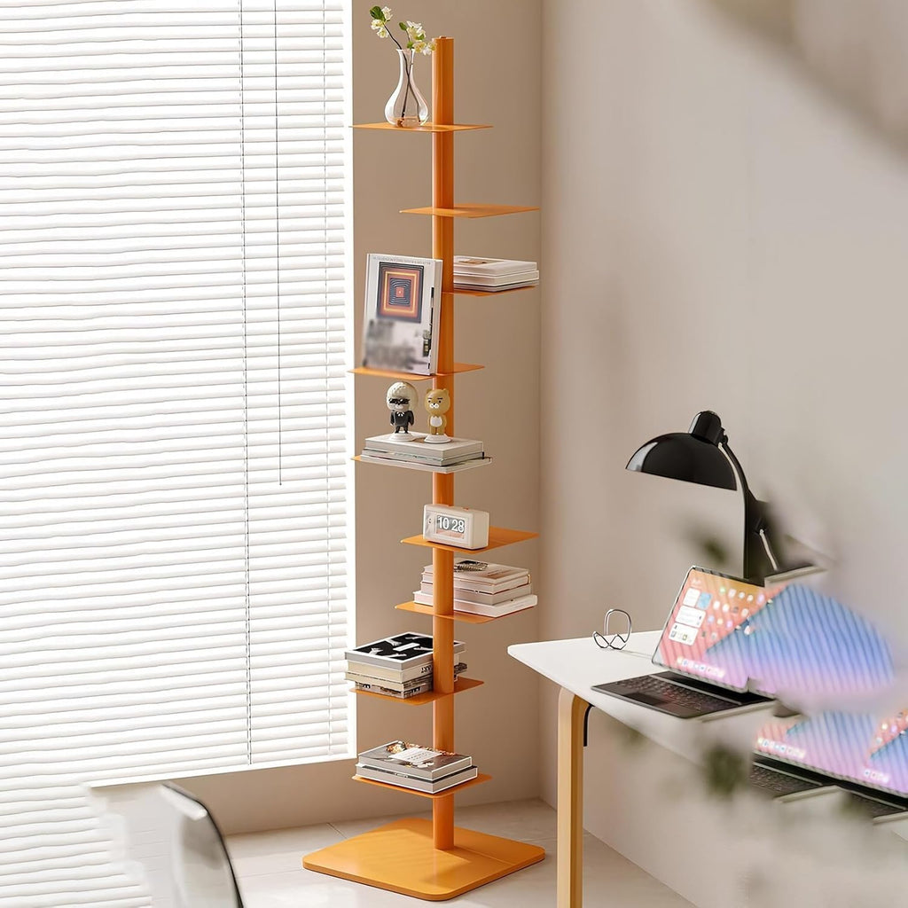 Generisch Bücherregal mit 9 Ebenen und Metallrücken – Hohes, schmales, vertikales Leiter-Bücherregal für Zuhause, einfache und platzsparende Lösung zur Aufbewahrung von Büchern