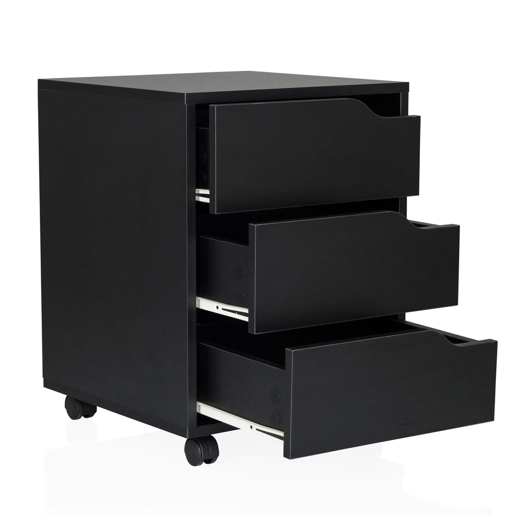 hjh OFFICE Rollcontainer Organiser I geräumiger Beistellschrank mit Schubladen und Rollen, Schwarz