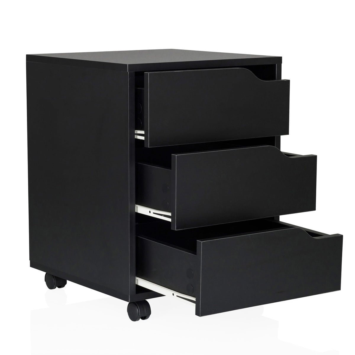 hjh OFFICE Rollcontainer Organiser I geräumiger Beistellschrank mit Schubladen und Rollen, Schwarz