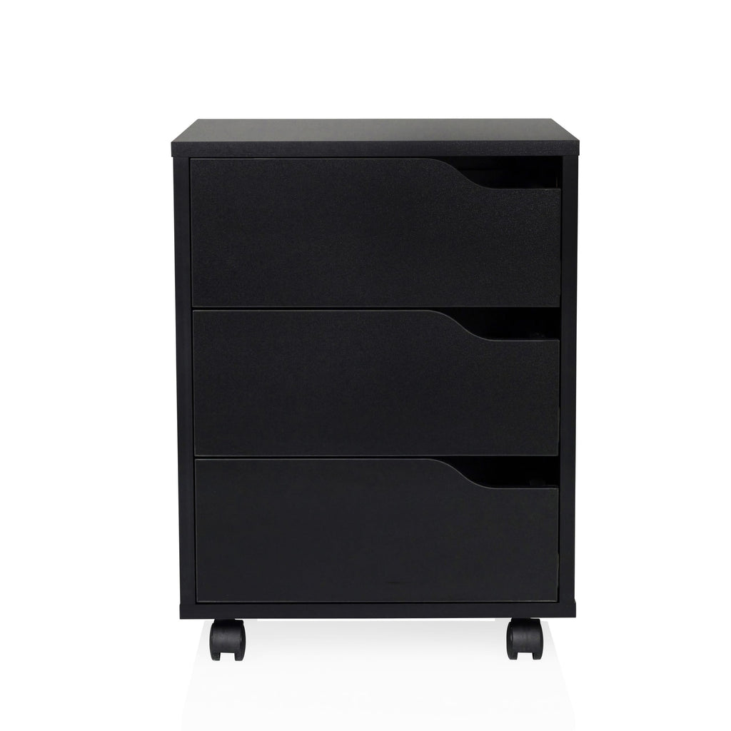 hjh OFFICE Rollcontainer Organiser I geräumiger Beistellschrank mit Schubladen und Rollen, Schwarz
