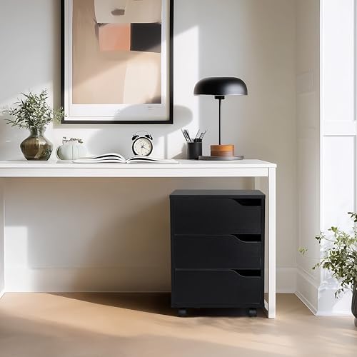 hjh OFFICE Rollcontainer Organiser I geräumiger Beistellschrank mit Schubladen und Rollen, Schwarz