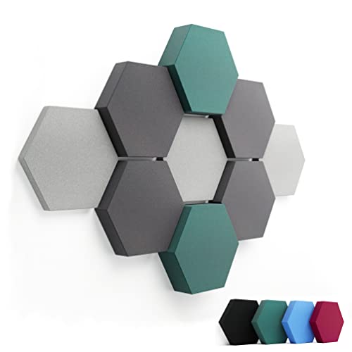 Schallabsorber Wand Paneele [9 Stk.] für spürbar reduzierte Geräusche I Modernes Akustikbild aus Hexagon Akustikplatten I Unbedenkliche Akustikpaneele hergestellt in der EU I 3D Panels