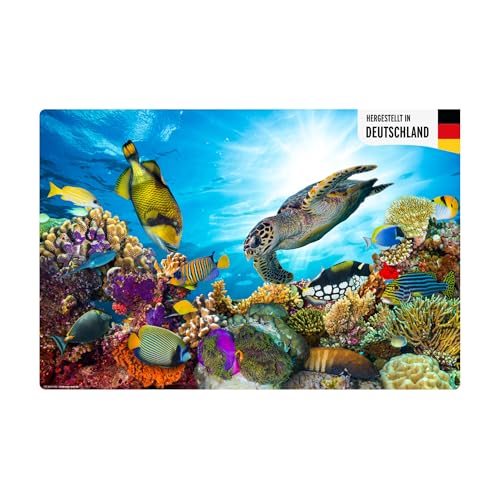 Schreibtischunterlage für Kinder - Bunte Unterwasserwelt - aus premium Vinyl - in verschiedenen Größen - Made in Germany (60 x 40 cm)