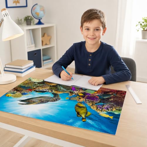 Schreibtischunterlage für Kinder - Bunte Unterwasserwelt - aus premium Vinyl - in verschiedenen Größen - Made in Germany (60 x 40 cm)