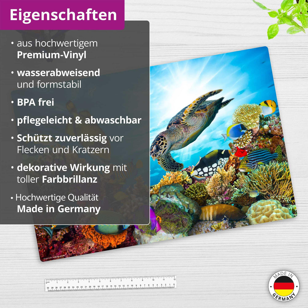 Schreibtischunterlage für Kinder - Bunte Unterwasserwelt - aus premium Vinyl - in verschiedenen Größen - Made in Germany (60 x 40 cm)