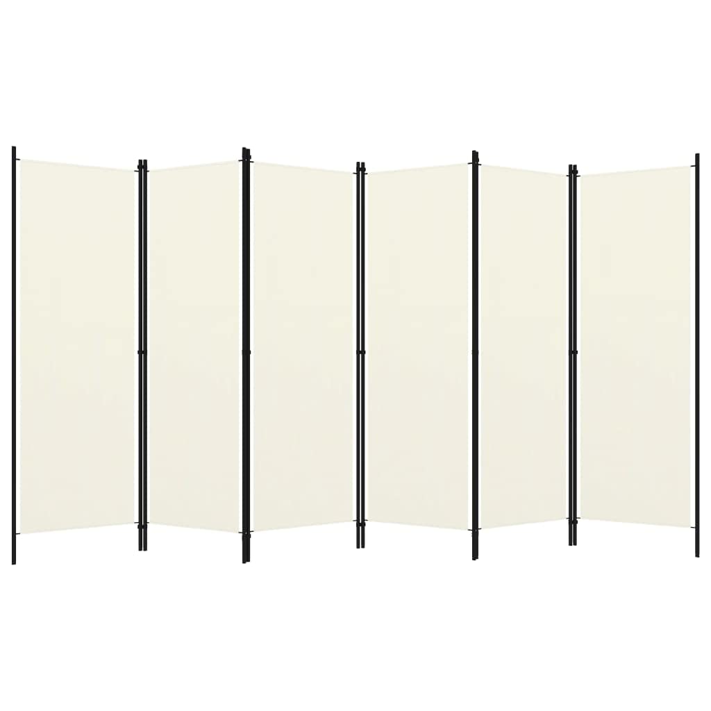vidaXL Raumteiler Klappbar Freistehend Trennwand Paravent Umkleide Sichtschutz Spanische Wand Raumtrenner 6-TLG. Weiß 300x180cm Eisen Stoff