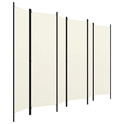 vidaXL Raumteiler Klappbar Freistehend Trennwand Paravent Umkleide Sichtschutz Spanische Wand Raumtrenner 6-TLG. Weiß 300x180cm Eisen Stoff