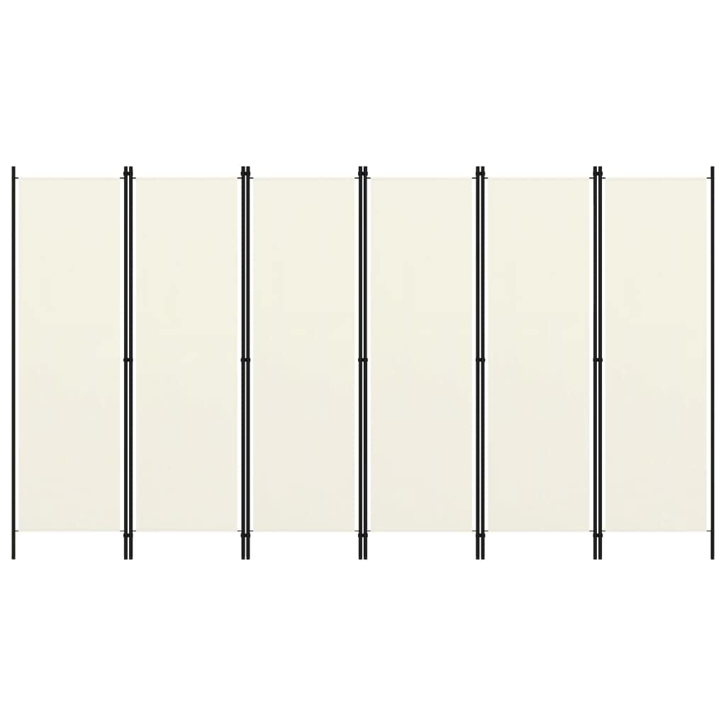 vidaXL Raumteiler Klappbar Freistehend Trennwand Paravent Umkleide Sichtschutz Spanische Wand Raumtrenner 6-TLG. Weiß 300x180cm Eisen Stoff
